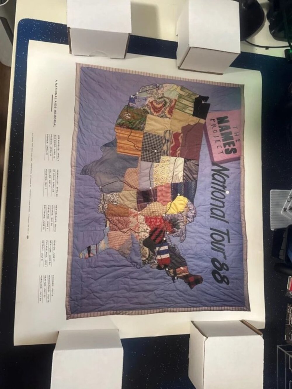 Vintage 1988 NAMES Project AIDS Memorial Quilt National Tour Poster - Original 1